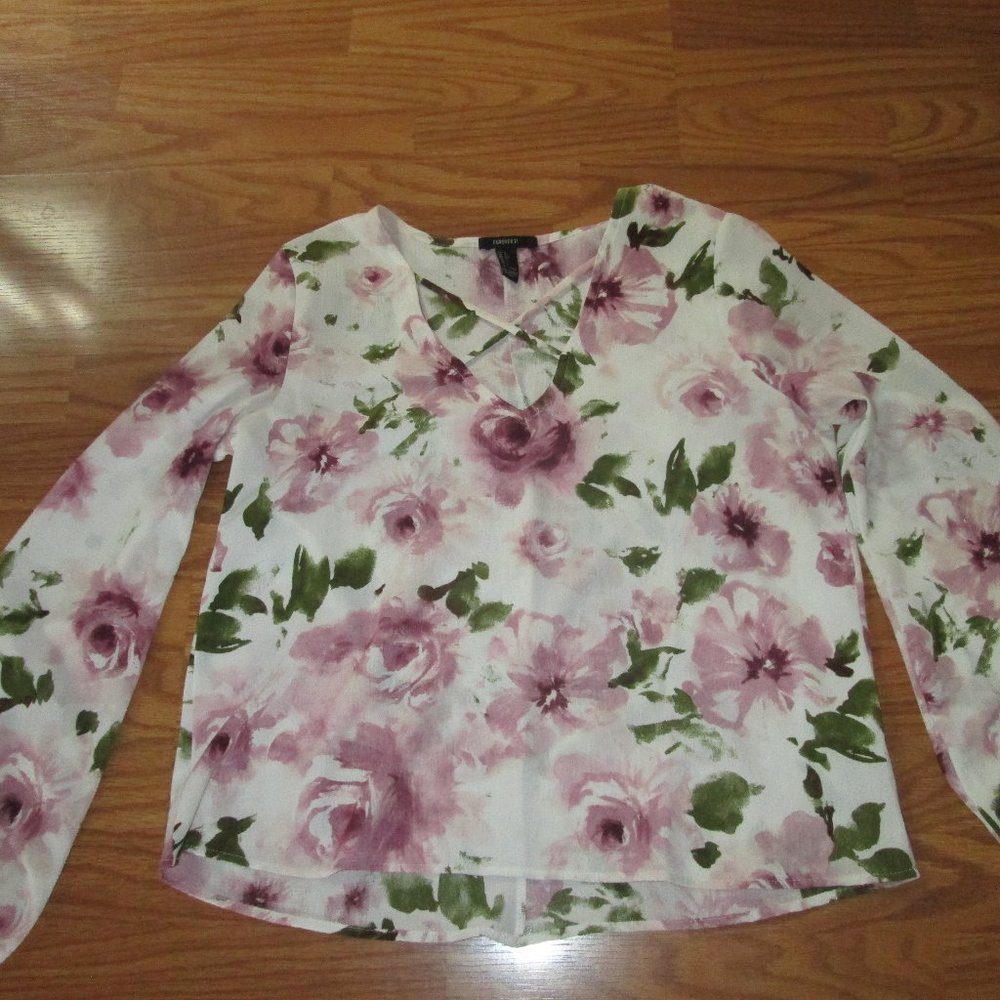 5/$25 Forever 21 Sz L Top Rose burgundy Long Sleeve